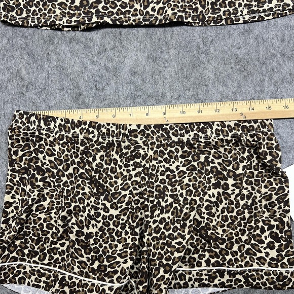 Nordstrom Pajama Set Womens S Beige Leopard Spots Tencel Modal Shorts Relaxed - Picture 12 of 16